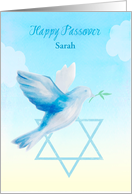Passover Dove with Branch and Star of David, Customize card