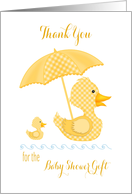 Thank You for Baby Shower Gift with Yellow Gingham Ducks card