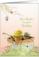 Garden Scene Birthday Wishes card