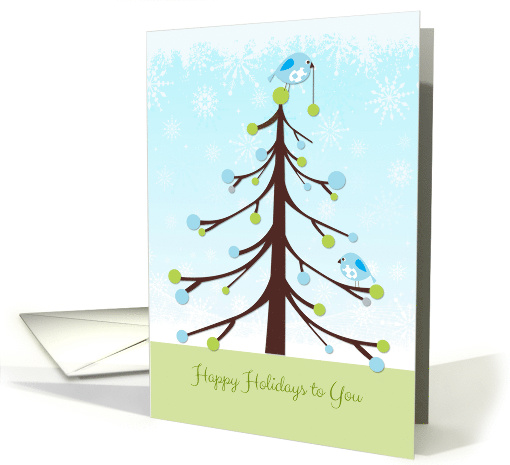Happy Holidays, Illustrated Tree with Birds card (1443000)