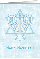 White Menorah with Star of David for Hanukkah card