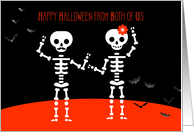 Halloween Skeletons Greetings from Both of Us card