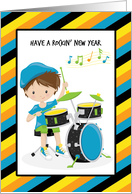 Tween Teen Boy Rockin’ New Year card