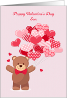 Son Valentine’s Day with Bear and Heart Balloons card