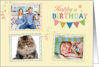 Three Photo Places Festive Happy Birthday card