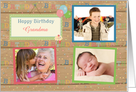 Three Photos Customizable Happy Birthday Grandma card