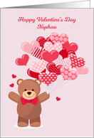 Nephew Valentine’s Day with Bear and Heart Balloons card