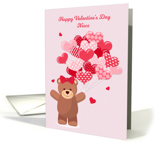 Niece Valentine's Day with Bear and Heart Balloons card (1462686)