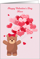 Niece Valentine’s Day with Bear and Heart Balloons card