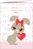 Customize for Girl Valentine’s Day Bunny card
