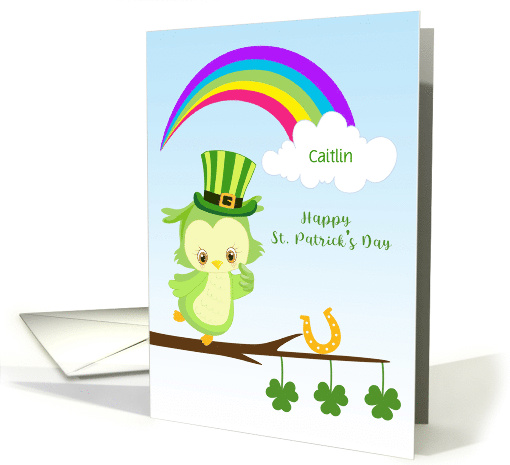 Personalize Name St. Patrick's Day Owl card (1463686)