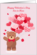 Son in Law Valentine’s Day with Bear and Heart Balloons card