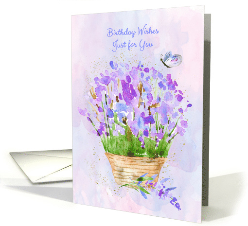 Birthday Basket of Lavender Flowers card (1467914)