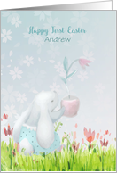 Personalize for Boy First Easter Sweet Bunny card