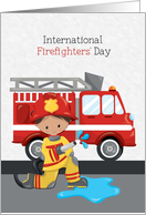 International Firefighters’ Day Male with Firetruck card
