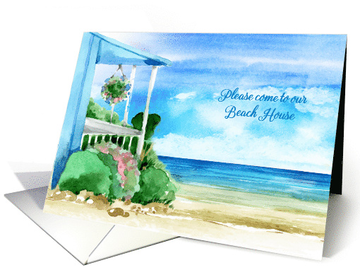 Our Beach House Invitation Watercolor Seascape card (1473442)