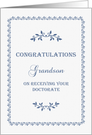 Grandson Congratulations Doctorate Blue Decorative Frame card