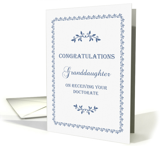 Granddaughter Congratulations Doctorate Blue Decorative Frame card