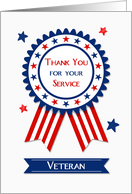 Thank You Veteran Patriotic Badge with Ribbon card