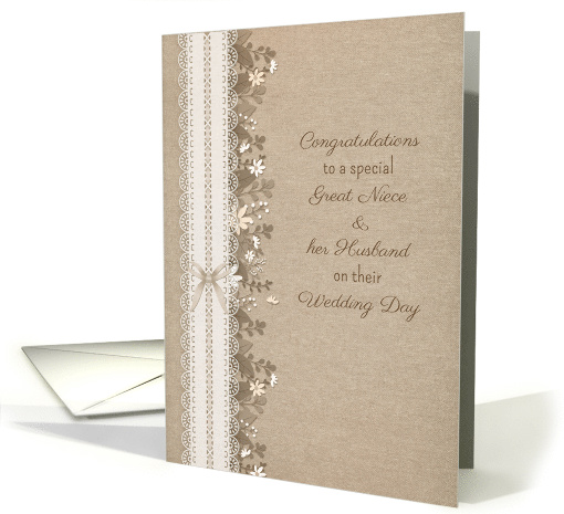 Congratulatons to Great Niece & Husband Rustic Wedding card (1481080)