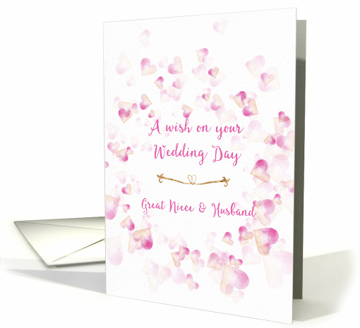 Wedding Congratulations Great Niece & Husband Pink Hearts card