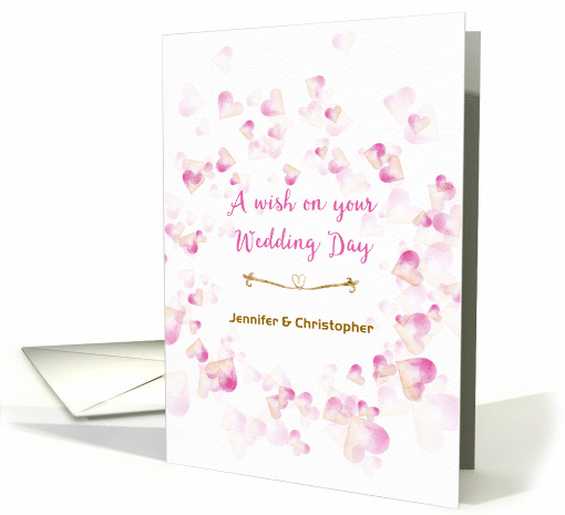 Customized Names Wedding Congratulations Pink Hearts card (1481734)