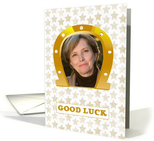 Good Luck Gold Horseshoe Photo card (1481974)