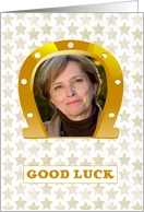 Good Luck Gold Horseshoe Photo card