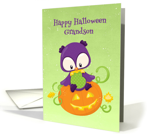 Halloween Owl and Pumpkin for Grandson card (1484238)
