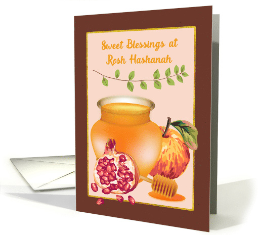 Rosh Hashanah Blessings Honey Apple Pomegranate card (1484586)