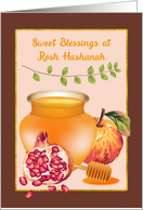 Rosh Hashanah Blessings Honey Apple Pomegranate card
