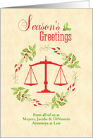 Season’s Greetings Scales of Justice in Holly Wreath card