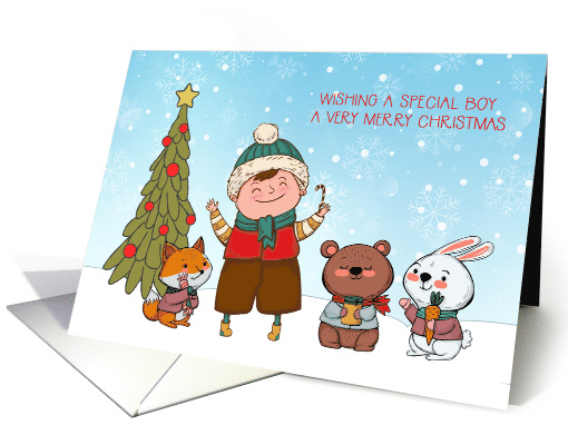 Vintage Style Christmas with Boy and Animals card (1489138)