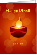Happy Diwali, Red Diya Customized card