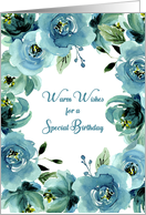 Blue Floral Frame - Birthday card