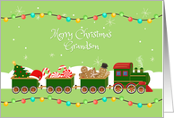 For Grandson - Holiday Train of Goodies - Merry Christmas card