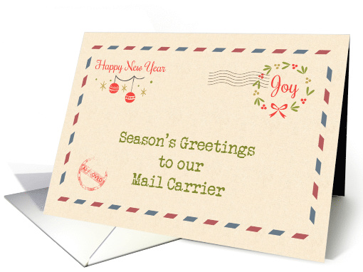 For Mail Carrier - Air Mail Envelope - Season's Greetings card
