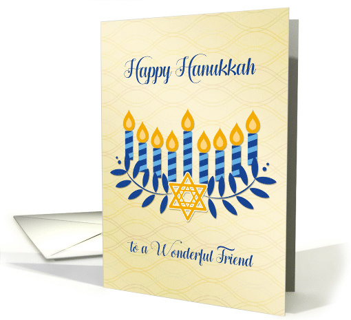 For Friend - Hanukkah Menorah with Gold Star card (1503104)