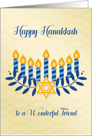 For Friend - Hanukkah Menorah with Gold Star card