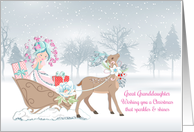 Great Granddaughter - Christmas Princess - Sleigh with Reindeer card
