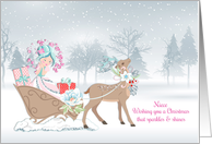 Niece - Christmas Princess - Sleigh with Reindeer card