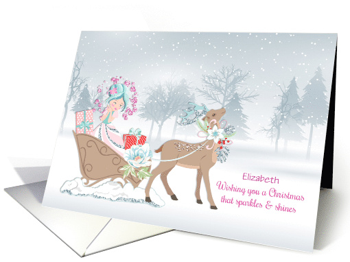 Personalized - Christmas Princess - Sleigh with Reindeer card