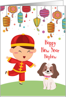 For Nephew - Year of the Dog with Colorful Lanterns card