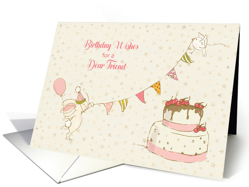 Birthday for Dear Friend, Bunny and Bird with Cake card (1506326)