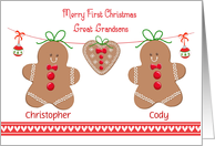 Customize for Twin Great Grandsons First Christmas - Gingerbread Boys card