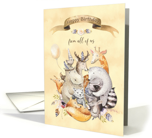Boho Birthday Animals - Wishes from All of Us card (1507418)