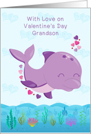 For Grandson - Purple Dolphin Valentine card