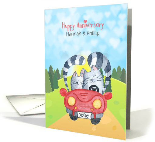 Customized Wedding Anniversary - Loving Cats in Car card (1509472)