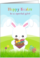 Easter Bunny Chocolate Heart for Girl card