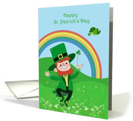 St. Patrick's Day Happy Leprechaun with Rainbow card (1512782)